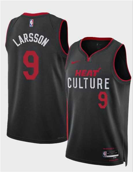 Mens Miami Heat #9 Pelle Larsson Black 2024 Draft City Edition Stitched Basketball Jersey Dzhi->miami heat->NBA Jersey